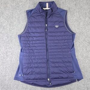 Peter Millar Women's Fuse Hybrid Vest Navy - Size Large Embroidered Lotus